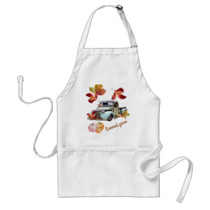 Cool Personalized Blue Truck Autumn Leaves Apron