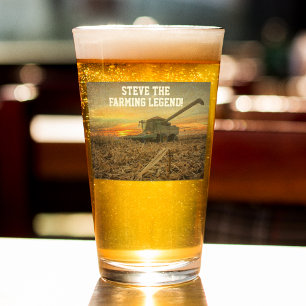 Cool Personalized Farming Legend Combine Corn Glass