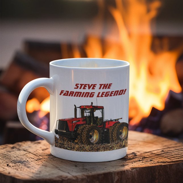Cool Personalized Farming Legend Tractor Equipment Coffee Mug (Cool Red Tractor Farming Legend Coffee Mug)