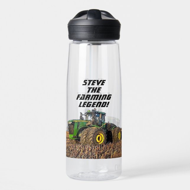 Cool Personalized Farming Legend Tractor Equipment Water Bottle (Front)