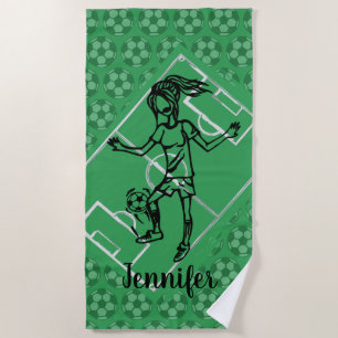 Cool personalized female soccer beach towel