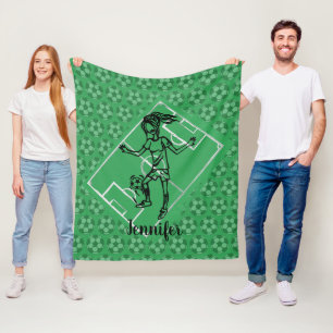 Cool personalized female soccer fleece blanket