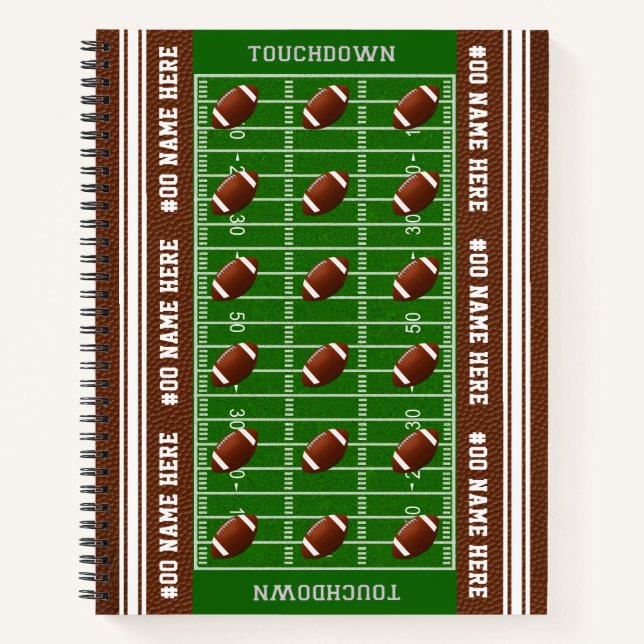 Cool Personalized Football Field Football Notebook (Front)