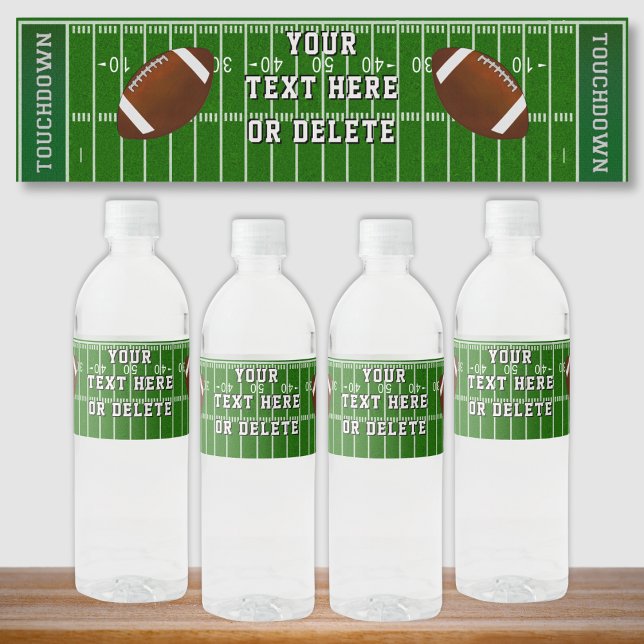 Cool Personalized Football Water Bottle Labels (Football Water Bottle Labels. Football end of season party ideas. Football party labels. Football.)