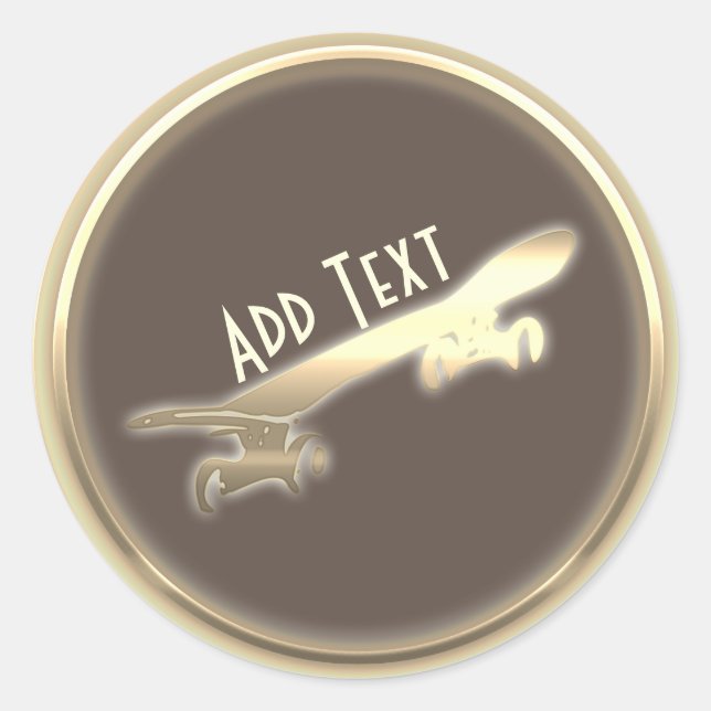 Cool Personalized Gold Skateboarding Sticker (Front)