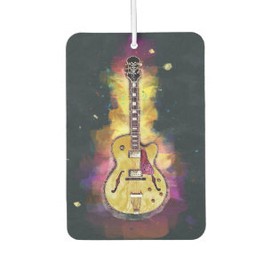 Cool Personalized Guitar Art Bright Yellow Pink Air Freshener