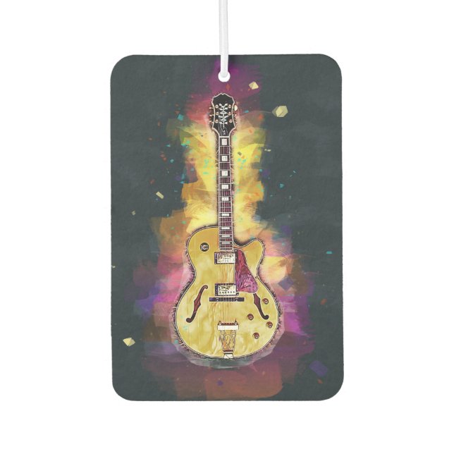 Cool Personalized Guitar Art | Bright Yellow Pink Air Freshener (Front)