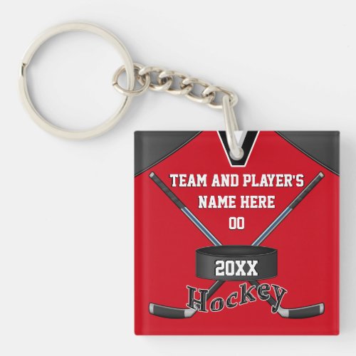 Cool Personalized Hockey Gifts Your TEXT COLORS Keychain