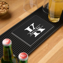 Cool Personalized Monogram Name Black Bar Mat