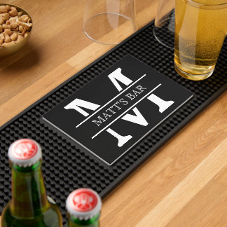 Cool Personalized Monogram Name Black Bar Mat