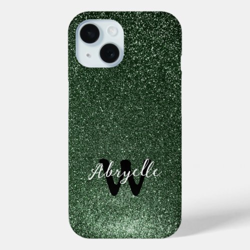 Cool Personalized Monogram Name Modern Glitter iPhone 15 Case