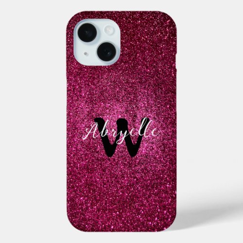 Cool Personalized Monogram Name Modern Glitter iPhone 15 Case