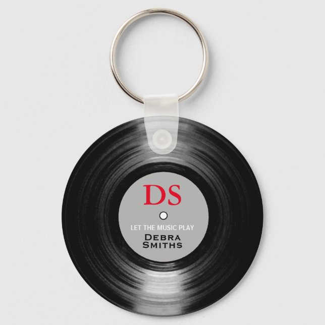 Cool Personalized Music Vinyl Record Keychain (Front)