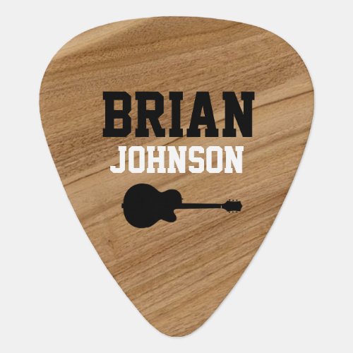 cool personalized name guitarpick faux wood guitar pick