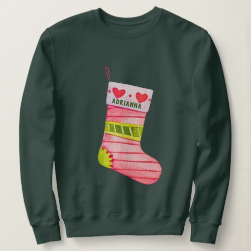 cool personalized name rustic christmas stocking sweatshirt