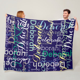 Cool Personalized Name Typography Blue Fleece Blanket