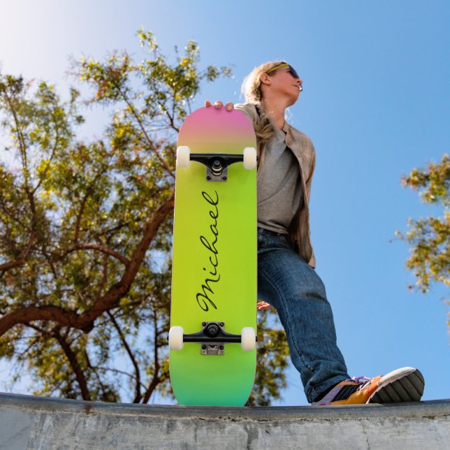 Cool Personalized Neon Ombre Skateboard (Outdoor 1)
