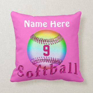 Cool Personalized Softball Pillows NAME and NUMBER
