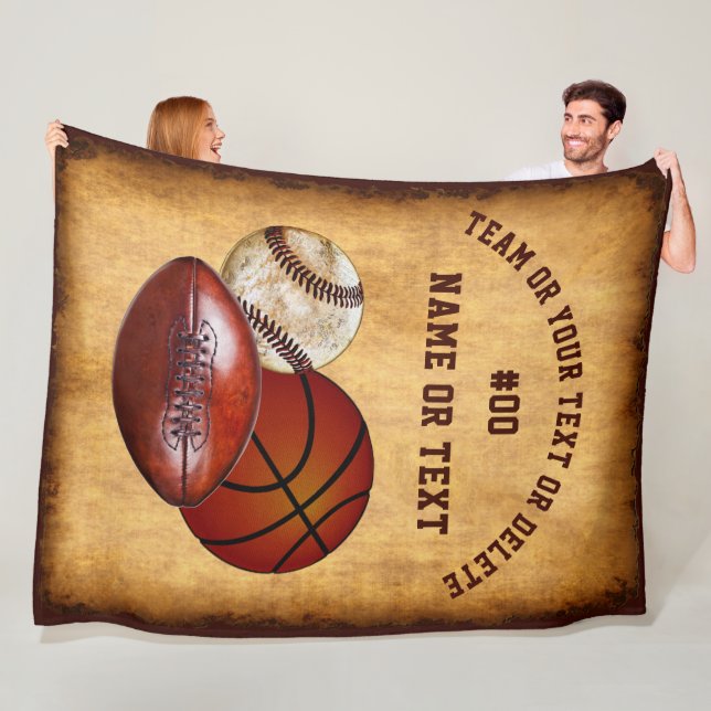 Cool Personalized Sports Throw Blanket, Your Text (In Situ)