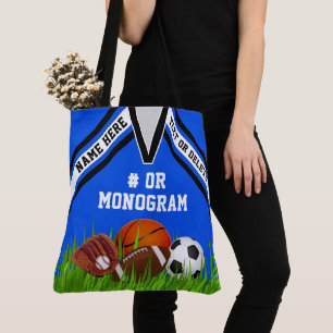 Cool Personalized Sports Tote Bag, Your Text Color