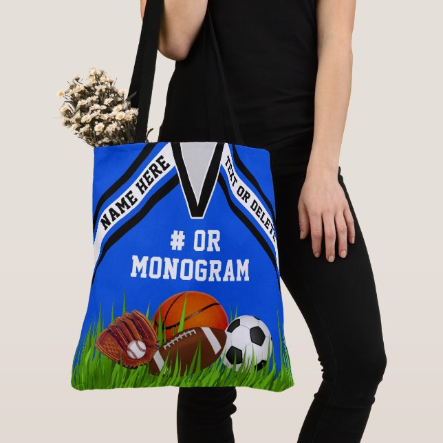 Cool Personalized Sports Tote Bag, Your Text Color (Close Up)