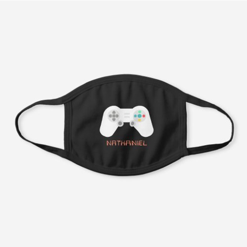 Cool Personalized Video Game Controller Kids Name Black Cotton Face Mask