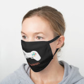 Cool Personalized Video Game Controller Kids Name Black Cotton Face Mask (Angled)