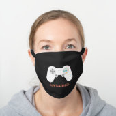 Cool Personalized Video Game Controller Kids Name Black Cotton Face Mask (Worn)