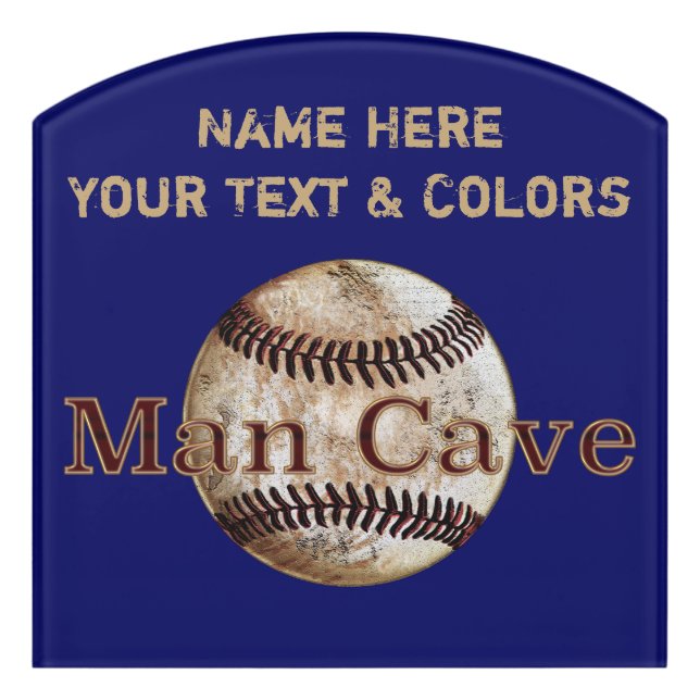 Cool Personalized Vintage Baseball Man Cave Signs (Contour Front)