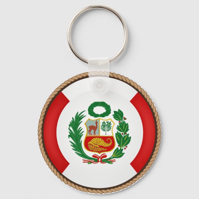 Cool Peru Flag Seal Keychain (Front)
