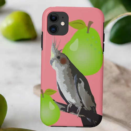 Cool Pet Cockatiel Bird Pear Fruit Pink Green iPhone 11 Case