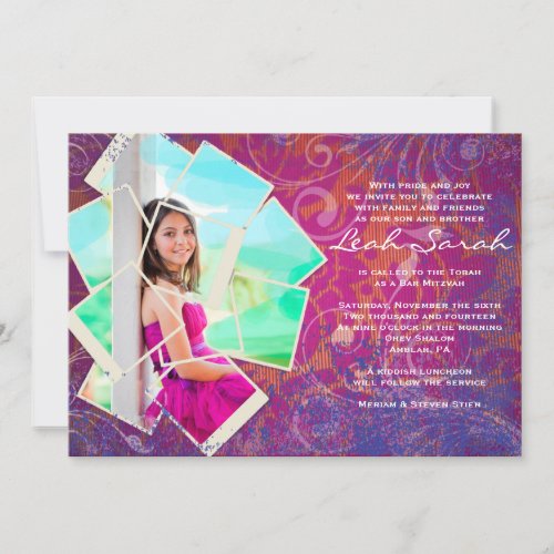 COOL PHOTO COLLAGE Bat Mitzvah Invitation