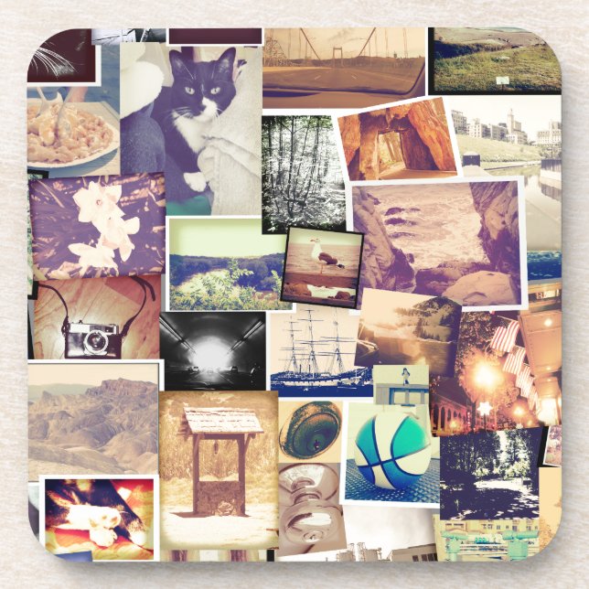 Cool Photo Filter Hipster Collage Beverage Coaster (Front)