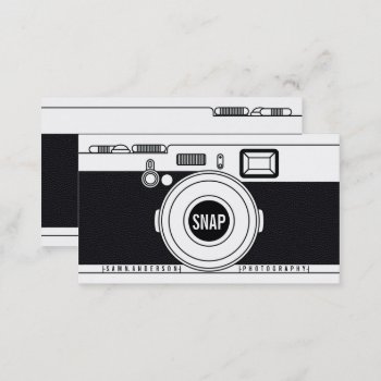 Cool Photographer Camera Modern Black Illustration Business Card by busied at Zazzle