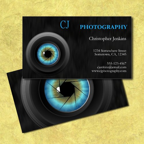 Cool Photography Blue Eye Camera Lens Photographer Business Card