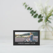 Cool photography camera viewfinder modern black business card (Standing Front)