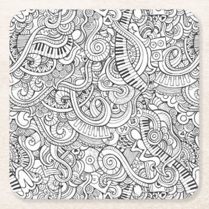 Cool Piano and Keyboard Musical Themed Square Paper Coaster