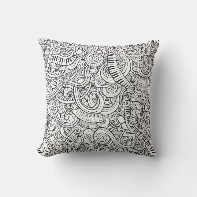 Cool Piano and Keyboard Musical Themed Throw Pillow (Front)