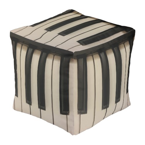 Cool Piano Keys Pattern Cube Pouf