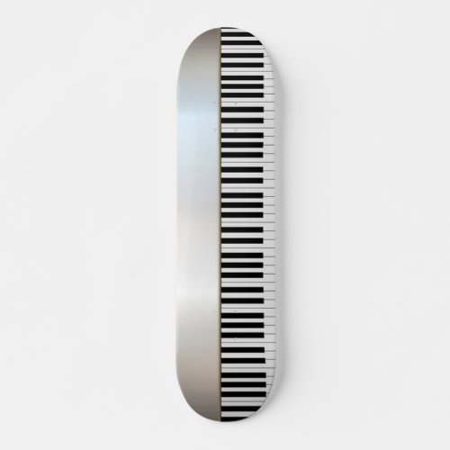 Cool Piano Keys Silver Skateboard