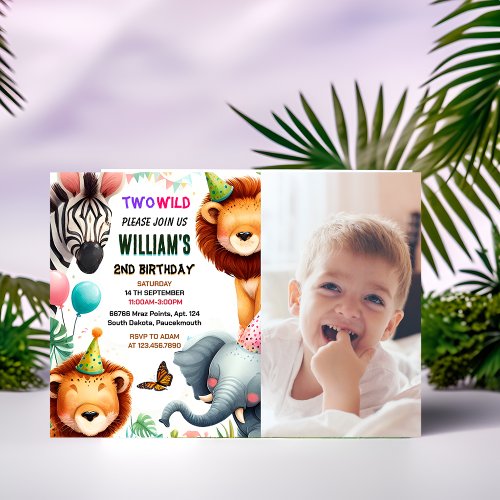 cool pic zebra safari In Two The Wild 2nd Birthday Invitation