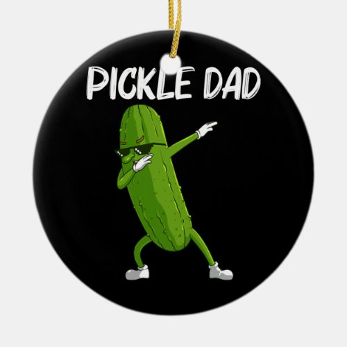 Cool Pickle Gift For Dad Father Big Dill Cucumber Ceramic Ornament