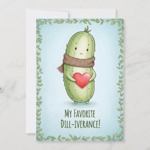 Cool Pickle Lover Dill With It funny pun gift Thank You Card