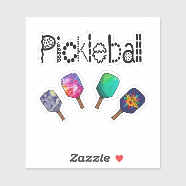 Cool Pickleball and Paddles Sports Art Sticker (Sheet)