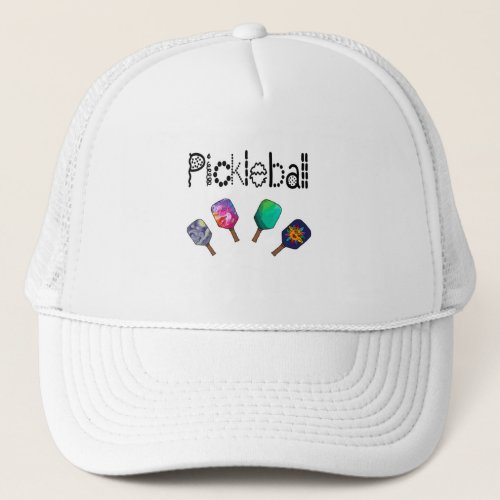 Cool Pickleball and Paddles Sports Art Trucker Hat