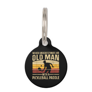 Cool Pickleball Art For Men Women Paddle Picklebal Pet ID Tag