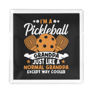 Cool Pickleball Grandpa Player Acrylic Tray