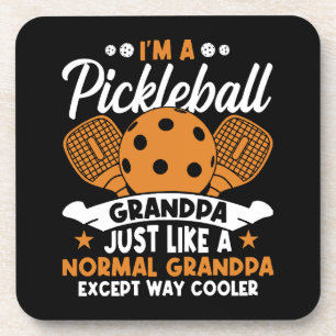 Cool Pickleball Grandpa Player Beverage Coaster
