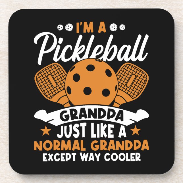 Cool Pickleball Grandpa Player Beverage Coaster (Front)