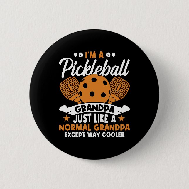 Cool Pickleball Grandpa Player Button (Front)